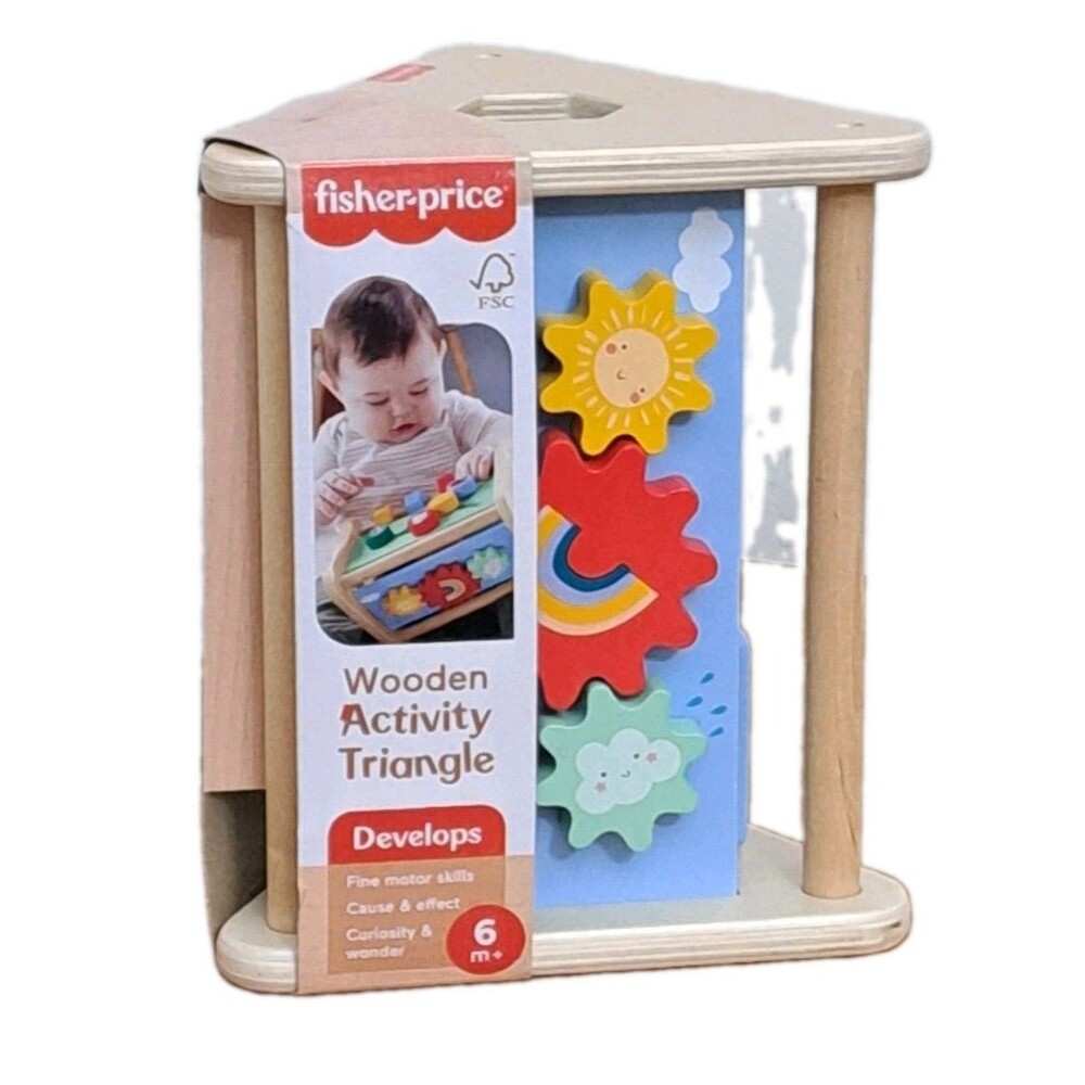 Fisher - Price Wooden Activity Triangle 3 Sided NWT